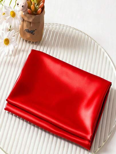 1pc Red Satin Fabric, Solid Color, Suitable For Gift Wrapping, Dresses, Shirts, Cheongsam, Wedding Gowns, And Home Decor