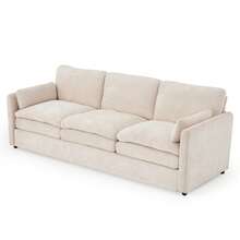 YODOLLA 89" Comfy Sofa Couch For Living Room, 3 Seats Large Modern Chenille Sofa With 2 Removable Pillows, Oversized Cozy Cloud Couch For Apartment - 米色 - 查看 2