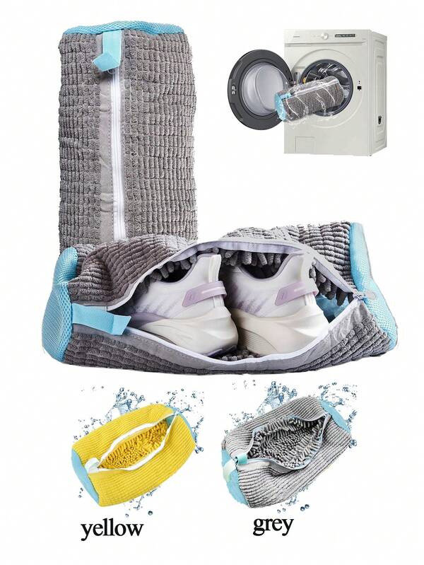 All-Round Washing Machine Shoe Bag, Suitable For All Shoe Types - Anti-Deformation, Machine Washable, Natural Air Drying, Built-In Chenille Protective Laundry Bag, Perfect For Sneakers And Casual Shoes, Washing Machine Shoe Bag, Sneaker Cleaning Kit All Types Of Shoe Cleaning