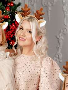 2pcs Christmas Reindeer Antler Headband, Reindeer Ear Hair Hoop Headpiece, Party Costume Accessory - Multicolor - View 7