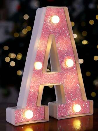1pc Shiny Pink LED Lighted Letter Light, Battery Powered English Alphabet & Numeric Night Light, Warm Glow, Great For Proposal, Wedding Decor, Christmas Gift, Girls Bedroom, Hotel, Party, Restaurant Decoration, Birthday, Wedding And Christmas