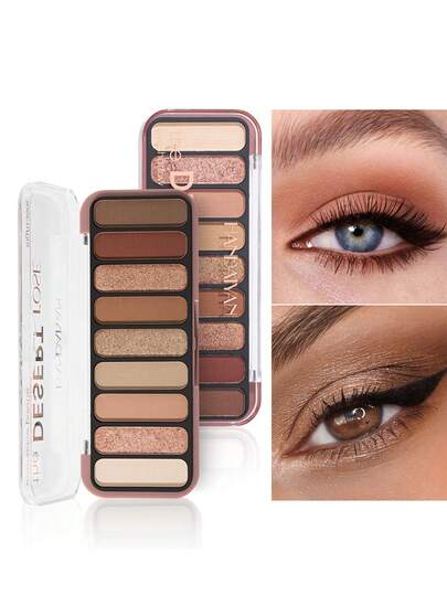 HANDAIYAN Nine-Color Eyeshadow Palette Earthy Tones With Pearl Shimmer Multi-Purpose Eyeshadow Palette Halloween & Christmas Makeup Party, Fall & Winter, Campus Essentials Vacation, Travel, Camping Cosmetics