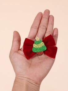 6pcs Chriatmas Decor Red And Green Velvet Bow Hair Clips,Christmas Trees & Deer & Santa Claus Accessories Hair Bows,Cute Hair Barrettes For Girls Teens Gifts