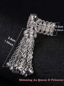 1 chiếc nhẫn đính hôn Cubic Zirconia tua rua dài tuyệt đẹp dành cho phụ nữ Nhẫn cưới có thể mở được của Nữ hoàng dành cho tiệc kỷ niệm Quà tặng trang sức - Bạc - Xem 3