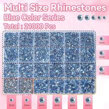 21000Pcs Light Blue Rhinestones For Bedazzling Kit, Mix Sizes Jelly Bedazzling Resin Gems, Blue Gems Bedazzling For Crafting, Flatback Resin Rhinestones For Craft DIY Face Makeup{"Color_name":"S9"} - S9 - 查看 3