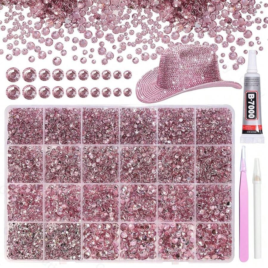 21000Pcs Pink Rhinestones For Bedazzling Kit, Mix Sizes Jelly Bedazzling Resin Gems, Pink Gems Bedazzling For Crafting, Flatback Resin Rhinestones For Craft DIY Face Makeup{"Color_name":"S6"} - S6 - 查看 1