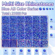 21000Pcs Blue AB Rhinestones For Bedazzling Kit, Mix Sizes Jelly Bedazzling Resin Gems, Blue AB Gems Bedazzling For Crafting, Flatback Resin Rhinestones For Craft DIY Face Makeup{"Color_name":"S7"} - S7 - 查看 3