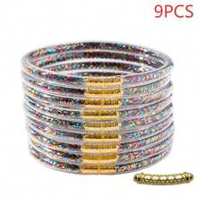 Bộ 9 chiếc/Bộ vòng tay silicon nhiều lớp trơn màu phong cách Boho dành cho nữ, phong cách phổ biến của Châu Âu và Châu Mỹ, thích hợp để đeo khi đi biển và đi nghỉ - tầng 9 - Xem 16