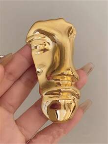 1pc Asymmetrical Half Face Metal Brooch, European Style Fashion Accessory For Women - Human Face Brooch - View 3