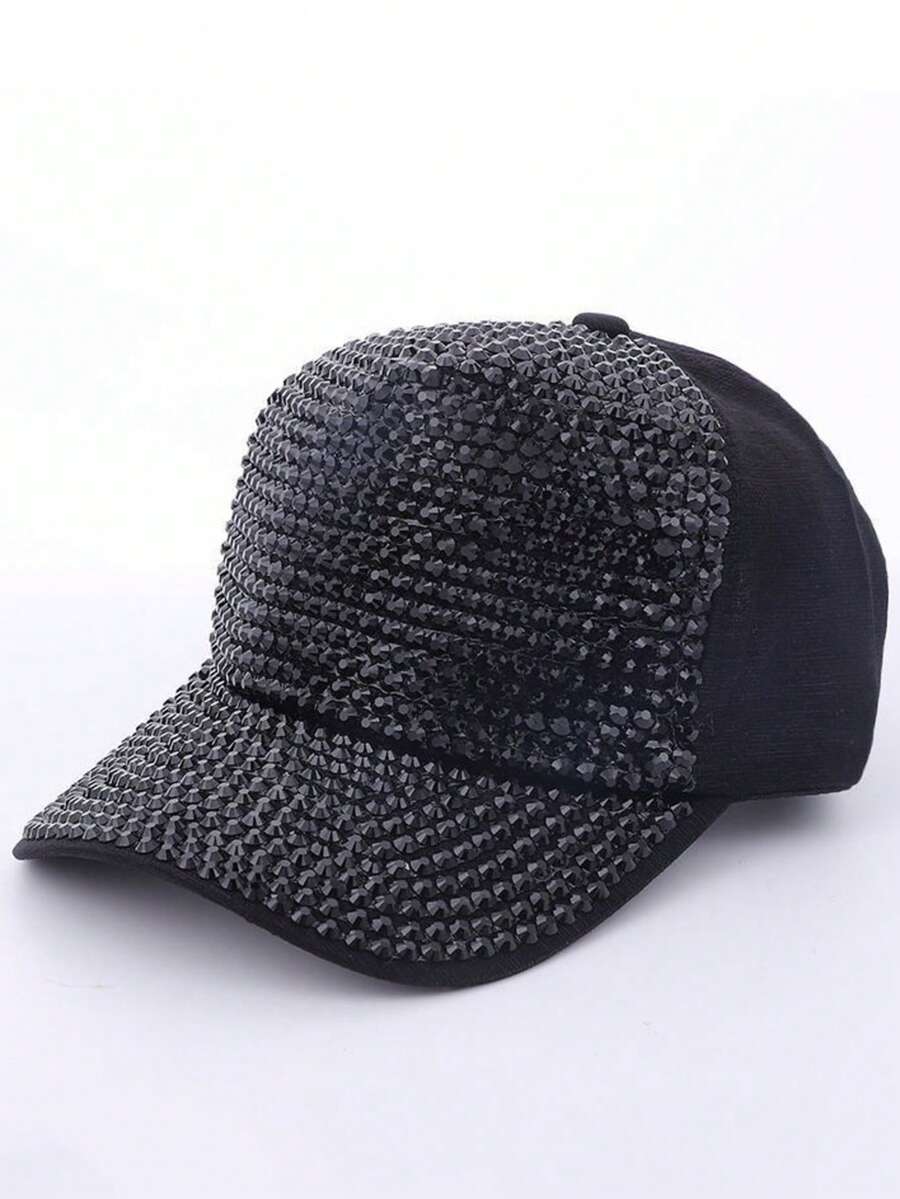 Nueva llegada Gorra de béisbol de red con rhinestones estilo coreano, visera, sombrero para exteriores, gorra de béisbol brillante para mujer