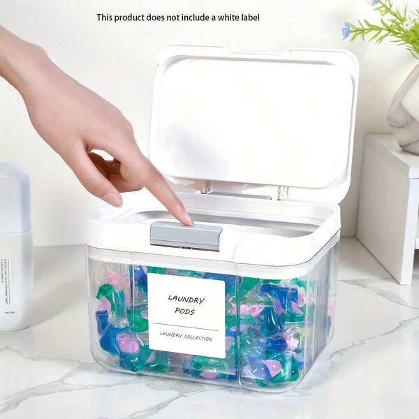 1 Pc Large Capacity Laundry Detergent Can With Automatic Pop-Up Lid - Durable Plastic, Sealed Storage For Laundry Detergent And Dishwasher Detergent, Ideal Choice For Laundry Room Organization, Laundry Room Organizer | Modern Laundry Container | Durable Plastic Container, Laundry Room Storage