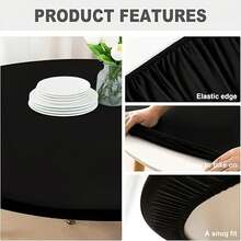 Halloween And Retractable Round Polyester Tablecloth - Washable, Durable, Sturdy Weave, 1 Solid Color (White/Blue/Red/Gray/Black).Suitable Weddings, Banquets, Outdoor Gatherings, Vintage Halloween And Themes.Large Elegant Party Event Decoration Classic Design, High-Quality Material