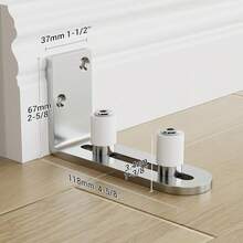 CCJH - Guía de piso para puerta de granero de acero inoxidable ajustable para puerta corredera, rodamiento de bolas, montaje en pared, ruedas que no rayan - guía de puerta de acero inoxidable - Ver 12