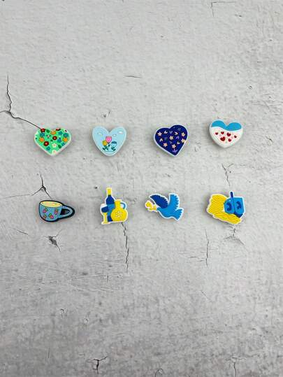 8 Stücke/Set & Blumen kreative Tasse Cartoon Muster, geeignet für Sandalen, Armbänder, DIY Pantoffeln, Handydekoration, Geburtstags- und Feiertagsgeschenke