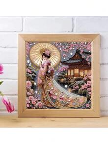 1 pezzo Kit di pittura di diamanti asimmetrica vintage, pittura di diamanti 5D a forma speciale e con cristalli, fai da te, decorazione murale domestica, adatta per soggiorno, camera da letto, studio, corridoio, senza cornice 30cm*30cm