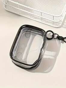 1pc Cute Mini Transparent Storage Bag With Keychain - Compact Storage Box For Chargers, Cables, Earphones, Jewelry - Portable Zippered Pouch, Scratch-Resistant - Suitable For Travel, Office, School, Home - Fashion Accessory For Women (White/Pink/Purple/Black) - Ideal Gift For Women And Teens, Cable Management, Joke Design, Durable Material, Office Workers Christmas