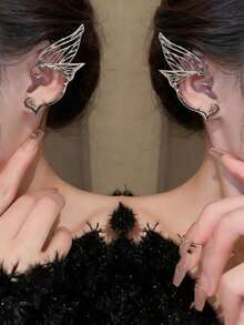 一对蝴蝶仙子耳环，可定制设计，金属吊坠，甜美、别致、性感复古风格，万圣节完美之选 - 彩色 - 查看 4