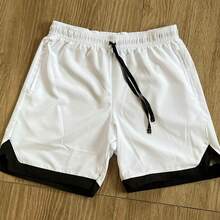 Men's Bermuda Shorts, V-Neck, Spring/Summer, Regular Fit, Drawstring, Pocket, Sports - trắng - Xem 3