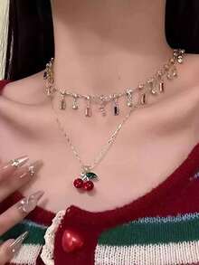 1 chiếc vòng cổ mặt dây chuyền ngọc lục bảo xanh lá cây phong cách Bohemian dành cho phụ nữ, vòng cổ mặt dây chuyền hình bầu dục bằng ngọc trai giả với thiết kế lấp lánh, thích hợp cho tiệc tùng, trang phục thường ngày và làm quà tặng - ngọc trai - Xem 6