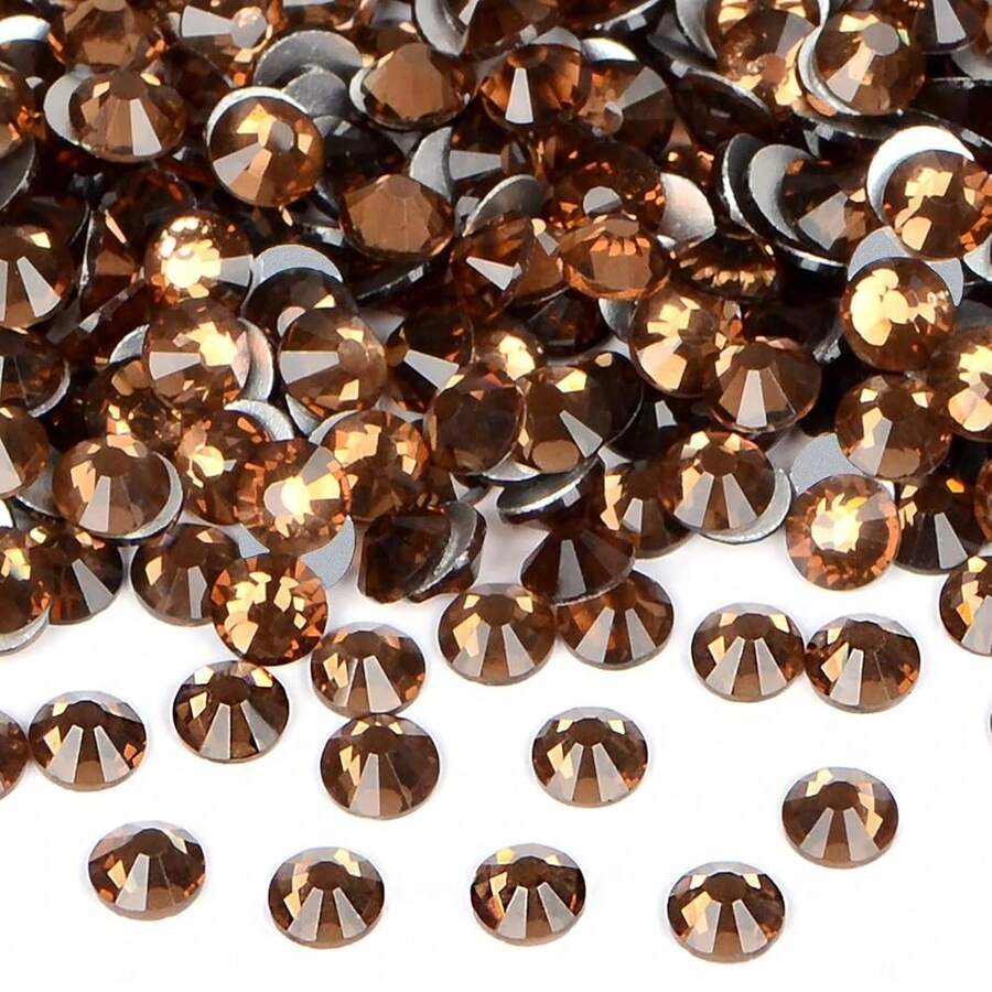 2880PCS Art Nail Rhinestones Non Hotfix Glue Fix Round Crystals Glass Flatback For DIY Jewelry Making With One Picking Pen (Ss10 2880pcs, Smoked Topaz){"Color_name":"SmokedTopaz","Size_name":"Ss102880pcs"} - 煙燻黃玉 102880 件 - 查看 1