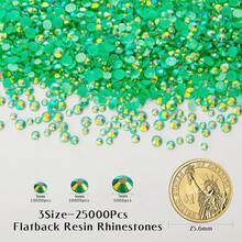 25000Pcs Dark Green AB Rhinestones For Bedazzling Kit, 3-5mm Resin Flatback Rhinestones Bulk Bedazzle Gems Diamonds For Crafts DIY Shoes, Clothing{"Color_name":"DarkGreenAB"} - 深綠色AB - 查看 3