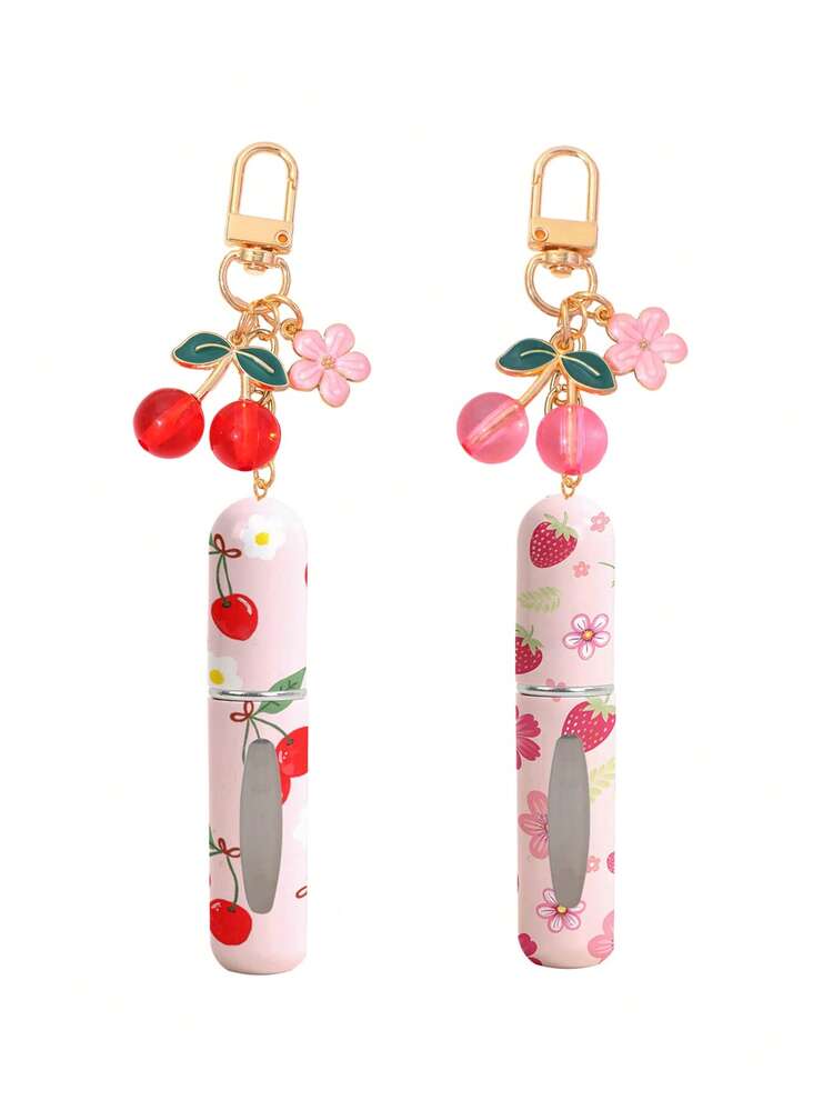 1/2pcs Cherry Pendant Flower Perfume Spray Bottle, Keychain Bottom Fragrance Diffuser, CCD, Bag Charm 5ml Mini Travel Portable Atomizer, Birthday Gift For Family And Friends, Holiday Gift - Multicolor - View 13