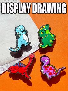 16 PCS Dinosaur Series, Colorful PVC Dinosaur Shoe Decorations Set, With Various Designs, Suitable For Beach Bags And Clogs. Ideal Gift For Birthdays, Christmases, Valentine's Days, And Halloween Parties.