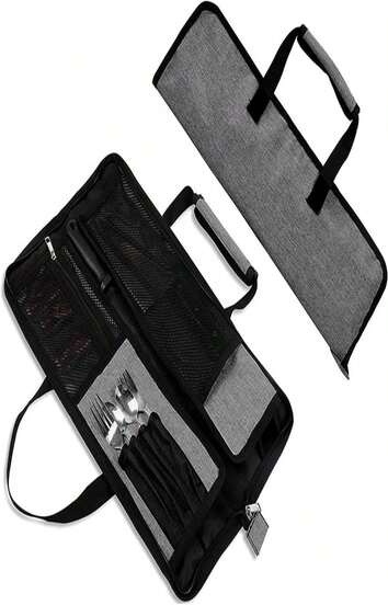 Chef's Knife Roll Bag, Heavy Duty Oxford Chef Knife Bag, Portable 13 Slots Chef Knife Case, Multi-Function Cutlery Knives Pouch Holder Knife Wrap Wallet Tool Roll