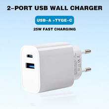 25W Fast Charger, EU Plug PD Charger Head, EU Standard PD Fast Wall Charger Adapter Compatible With IPad, , , , And Other Smartphones
