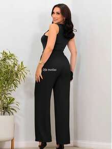 DUNA Fabric Pants With Lining, Elastic Waist - Black - View 2