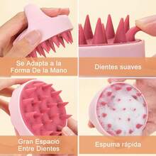 Set de 4 Masajeadores Cabelludo en Manual - PE, Resina, Plástico y Silicona, Verde, Rosa y Morados, Elimina Caspa y Estimula Crecimiento - Verde + Rosa + Morado Blanco + Morado Gris - Ver 7