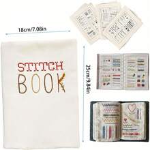 1pc Multi-Purpose Embroidery Stitch Guide Book, Includes 10 Step-By-Step Lessons And 10 Comprehensive Patterns - Clear Instructions, Numbered Stitches, Labeled Charts, Suitable For Beginners - Compatible With Fabric/Textile (Ivory Canvas) - Handmade Book For Cross-Stitch, Needlepoint, Tapestry - Floral And Romantic Designs With Color-Coded Guide And Labeled Sections - Ideal For Beginners, DIY Embroidery Kit, Embroidery Stitch Book With Fabric, Small Embroidered Fabric With Patterns - Multicolor - View 2