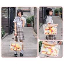 Ita Tote Bag Clear Window For Pins Shoulder Bag Handbag Bag DIY, Cosplay Stachel Totehalloween - 白色 - 查看 9