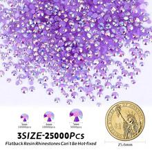 25000Pcs Purple AB Rhinestones For Bedazzling Kit, 3-5mm Resin Flatback Rhinestones Bulk Bedazzle Gems Diamonds For Crafts DIY Shoes, Clothing{"Color_name":"PurpleAB"} - PurpleAB - View 3