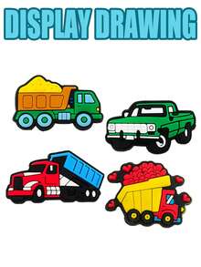 20 PCS New Engineering Vehicle Series, PVC Shoe Hangers - Colorful Shoe Decorations, For Excavators, Bulldozers, Trucks, Suitable For Shoes And Accessory Party Birthday Gifts, DIY Accessory Party Gifts, Detachable, Cartoon Bracelet Decoration, Holiday Gifts