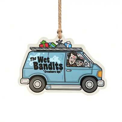 1pc Christmas Outlaw Wooden Decoration - 2D Flat Holiday Decor, Christmas Vacation Decoration, Backpack Pendant, Christmas Tree Ornament