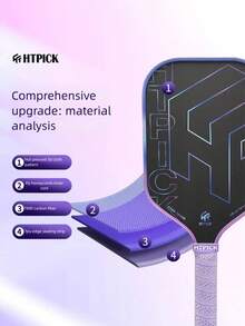 HTPICK 1 buah Raket Pickleball Serat Karbon Kawat Titanium Warna-warni, Raket Matte Bertekstur Dingin, Tebal 16mm, Sangat Ringan, Daya Ledakan yang Kuat, Cocok untuk Pemain Pemula dan Mahir - MultiWarna - View 4