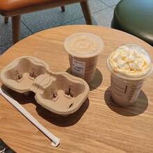 50/20一次性纸浆杯套 咖啡杯托 奶茶杯托 撕拉式双杯托 奶茶咖啡杯垫 适用于咖啡馆奶茶店 - 彩色 - 查看 7