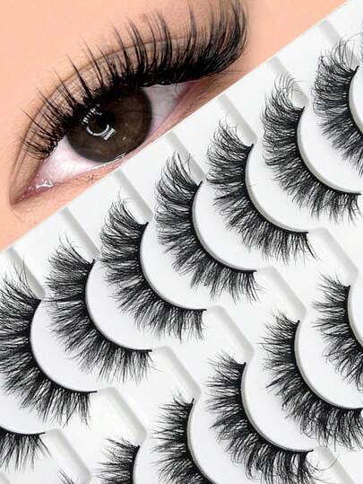 أندين 10 أزواج من رموش مستعارة طبيعية كاملة، رموش مانجا سميكة ومجعدة وناعمة للحفلات، ضروريات السفر