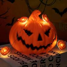 2 Packs Halloween Pumpkin String Lights, 7ft 20 LEDs Orange Halloween String Lights Operated Indoor Party Decorations As Well As Bedrooms, Homes And