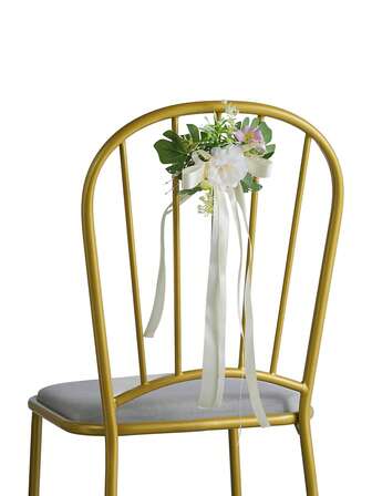 1pc Chair Back Flower Decor, DIY Home Decoration, Creative For Holiday Party, Wedding Ceremony, Curtain Tie-Back Floral Arrangement