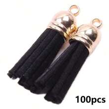 20/50 件皮革流苏饰物金银帽耳环流苏钥匙扣吊坠带绒面革流苏 DIY 珠宝配饰