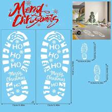 6/4/2pcs Santa Claus Footprint Stencils, Christmas Floor Foot Prints Painting Template, Reusable, For Christmas Floor Decor, Window Sill, Stairs DIY Background Decoration