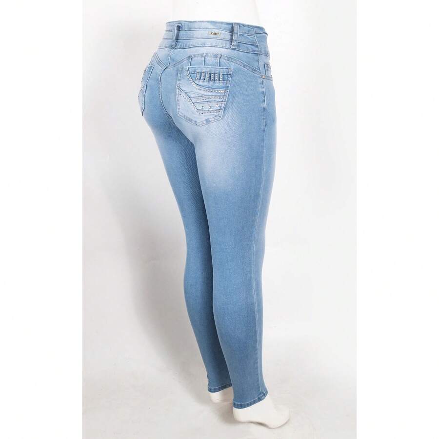 Women's Colombian Skinny Jeans - 淺色水洗藍 - 查看 1