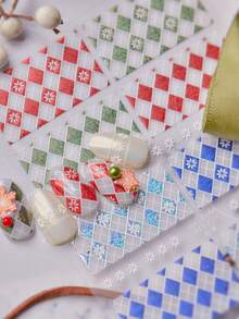 1 Stück bunte schimmernde Diamant-Schneeflocke Karomuster Metall Nagelkunst Aufkleber, irisierender 5D holografischer Maniküre Abziehbild für Frauen, futuristischer Glamour Nagel Aufkleber für lange und kurze Nägel