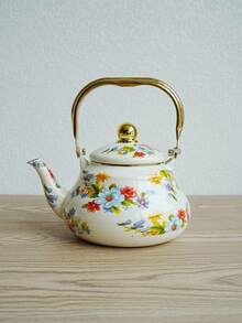 1pc, Light And Fresh Enamel Kettle, Heat-Resistant, Suitable For Boiling Water, Making Coffee Or Brewing Tea. This Is A Portable Water Bottle, Suitable For Backyard Barbecues, Camping And Picnics. It's A Great Gift For Friends And Relatives On Festivals And Birthdays