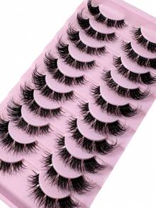 New 10 Pairs Soft Transparent Band False Eyelashes Cat Eye Lashes, Natural 3D Fluffy,Transparent Band, Cluster Lashes, For Extension DIY For Daily Style Eye Makeup Reusable Fluffy Lashes - Black - View 4