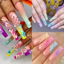 3D Pink Pastel Acrylic Flower Nail Charms - Mixed Rhinestones Kit With Gold Caviar Beads & Crystal AB Color Gems{"Color_name":"Colorful-29"} - Colorful-29 - View 6