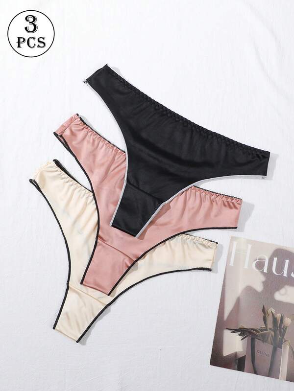 3pcs Women's Thongs Sexy Panties High Elastic Knickers Underpants Soft G-String Underwear Panty Lingerie Briefs