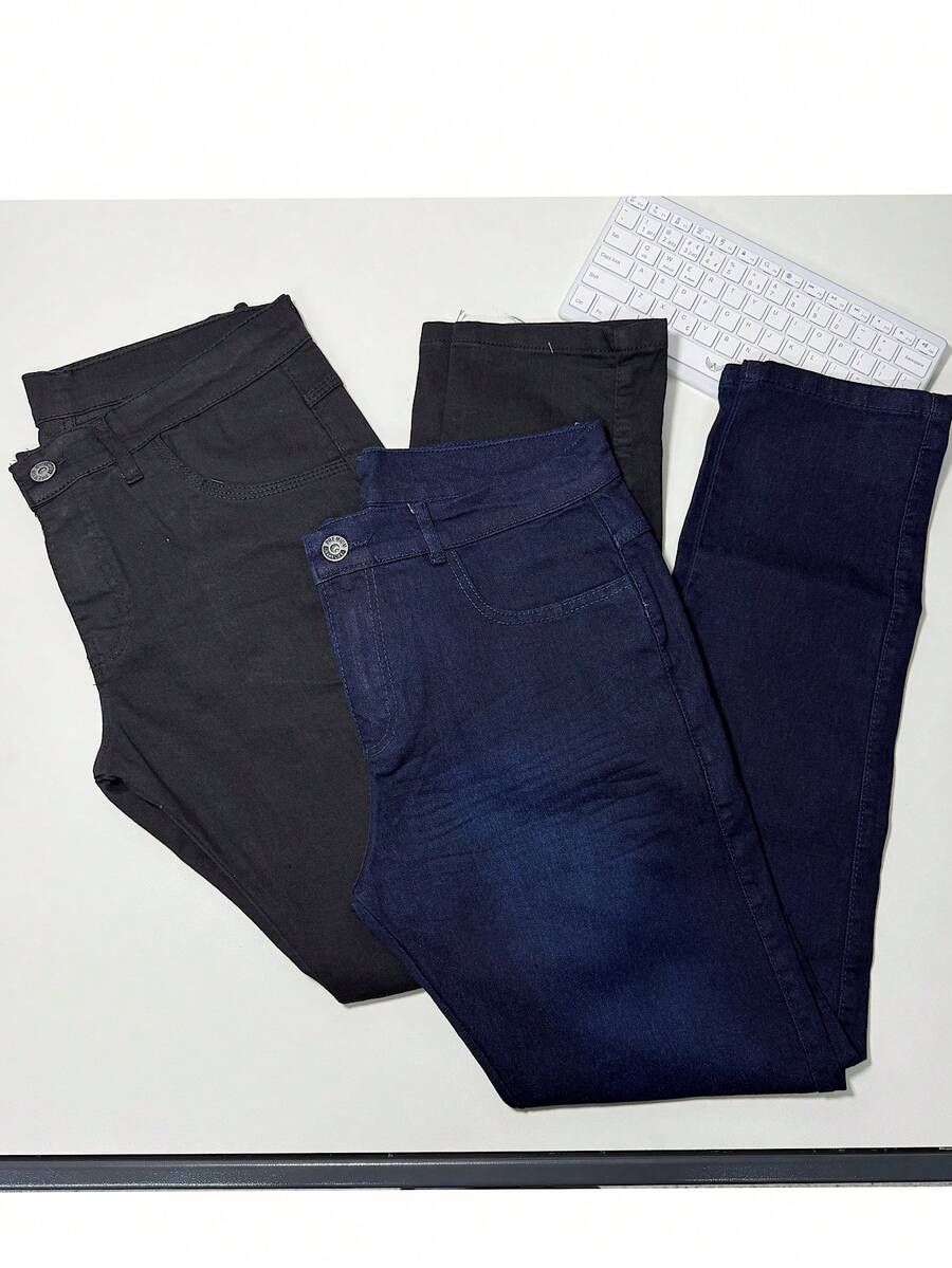 Kit 2 Men's Laicra Basic Casual Jeans With Dark + Medium Elastane - kit2//2-peça - 查看 1
